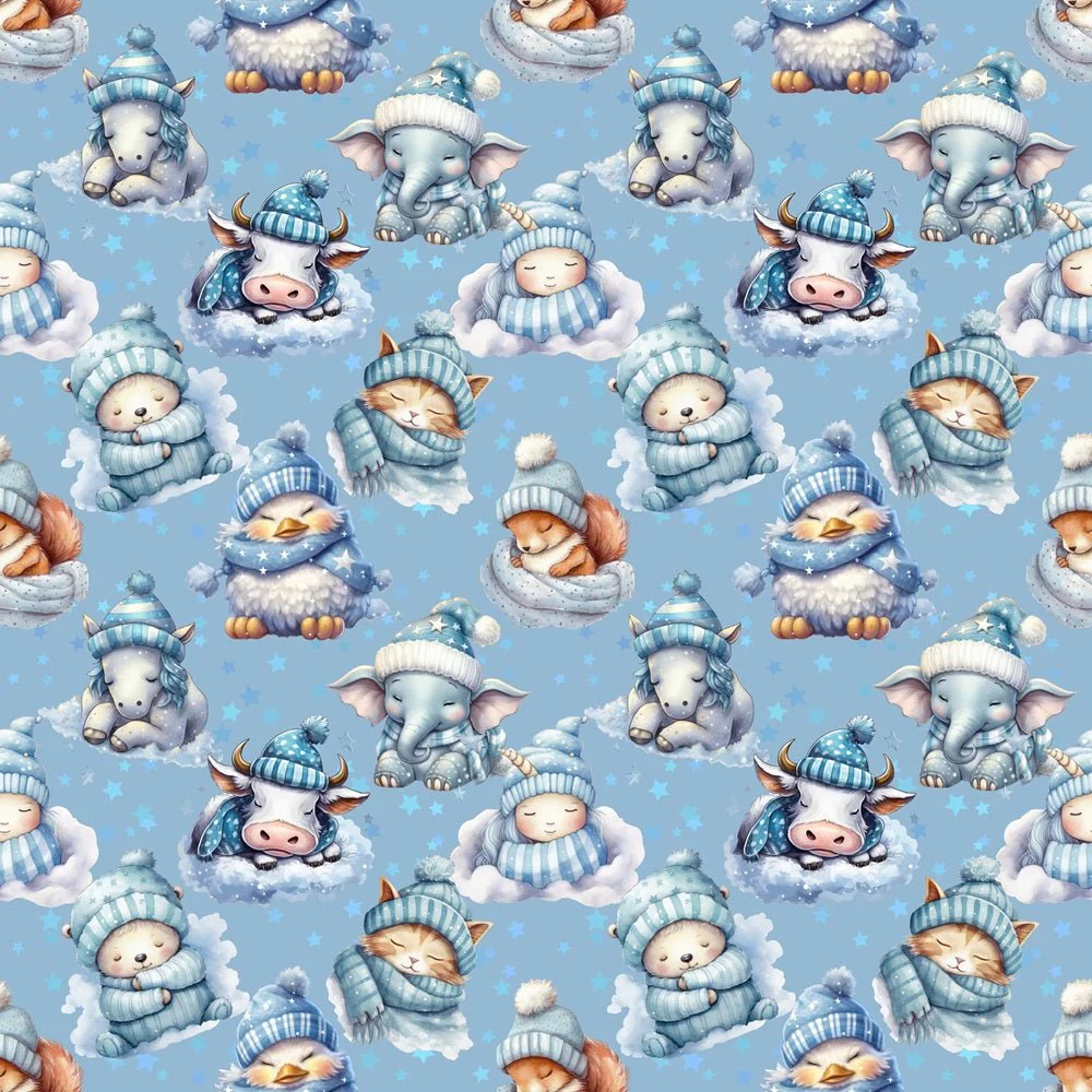Sleeping Baby Animals Fabric