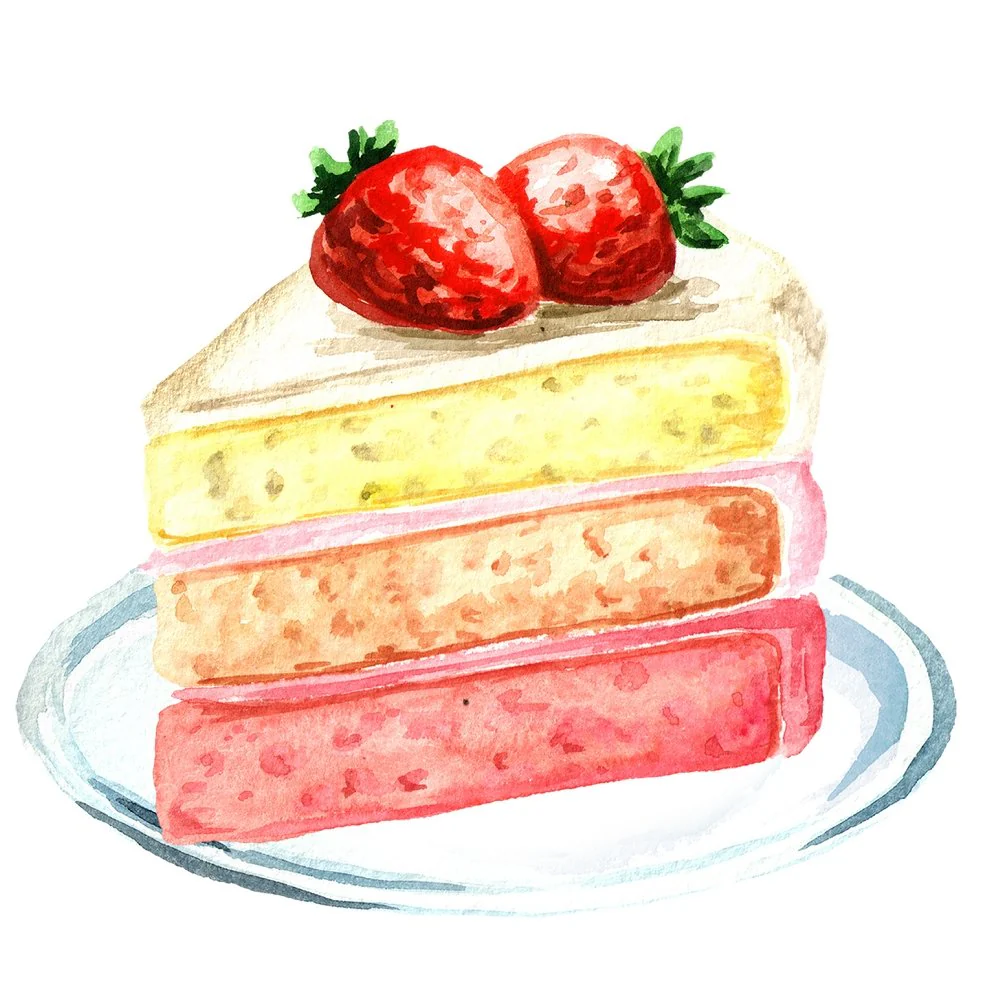 Slice Of Strawberry Cake Fabric Panel