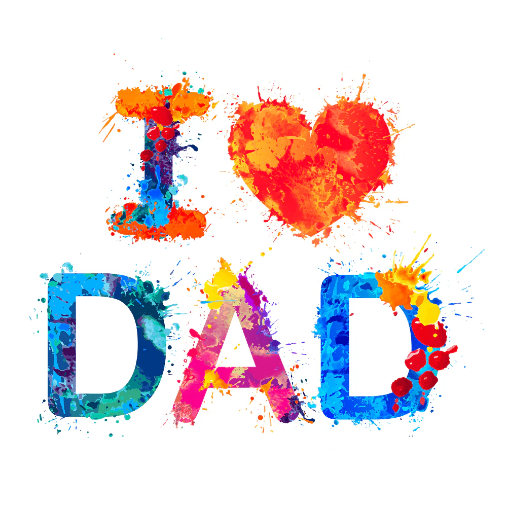 Splash Paint I Heart Dad Fabric Panel