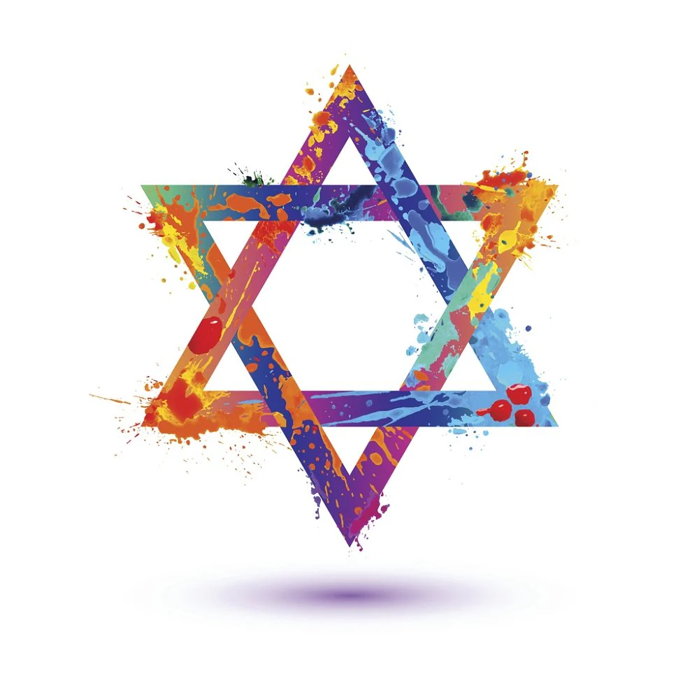 Splash Paint Star Of David Fabric Panel - Multi