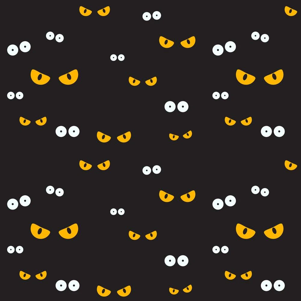 Spooky Monster Eyes Fabric - Black