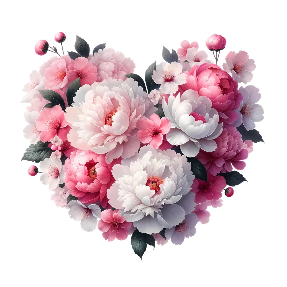 Spring Heart Flowers #10 Fabric Panel