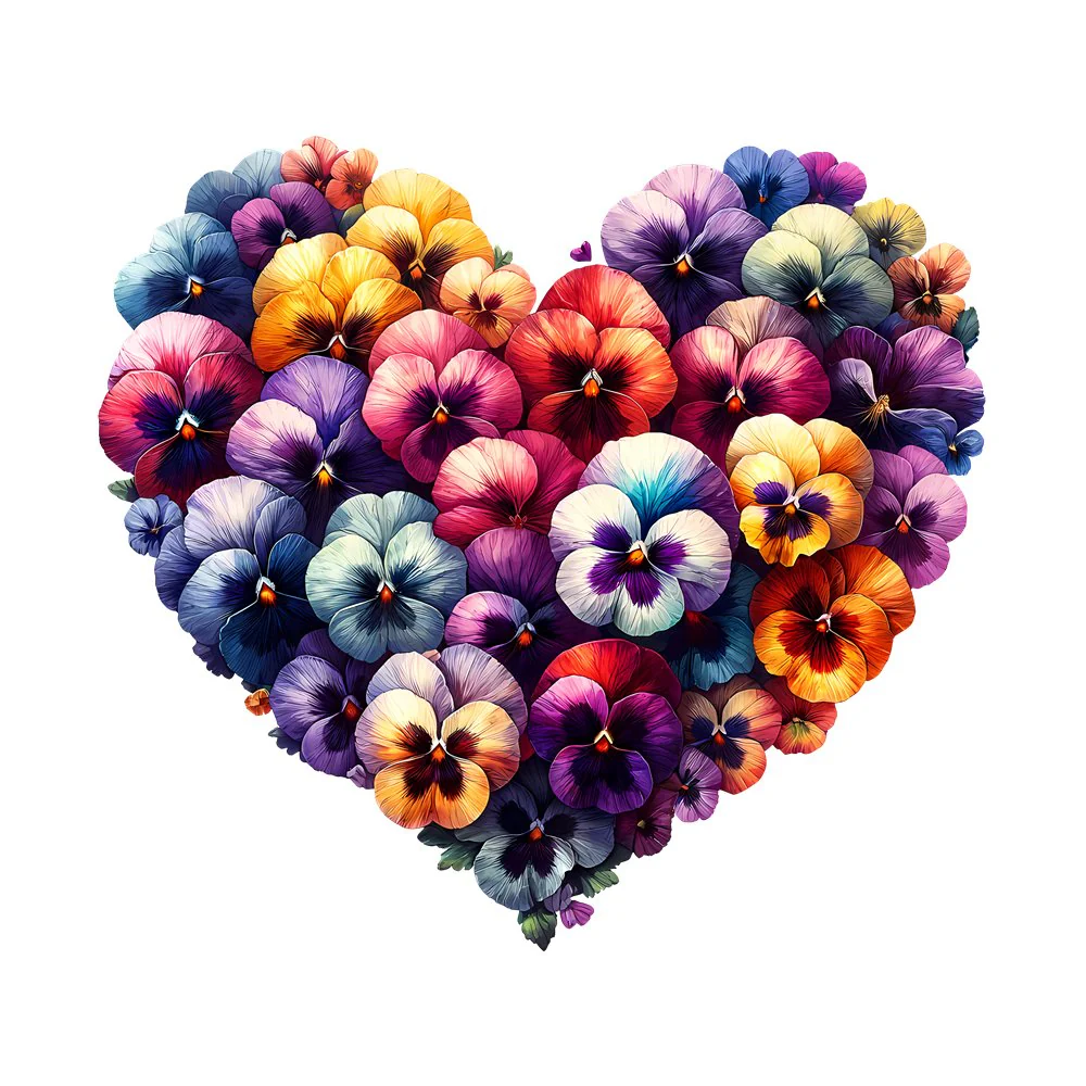 Spring Heart Flowers #14 Fabric Panel