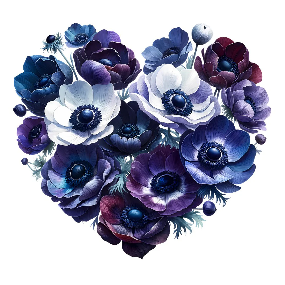 Spring Heart Flowers #7 Fabric Panel