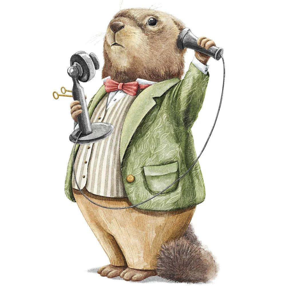 Squirrel on the Phone Fabric Panel