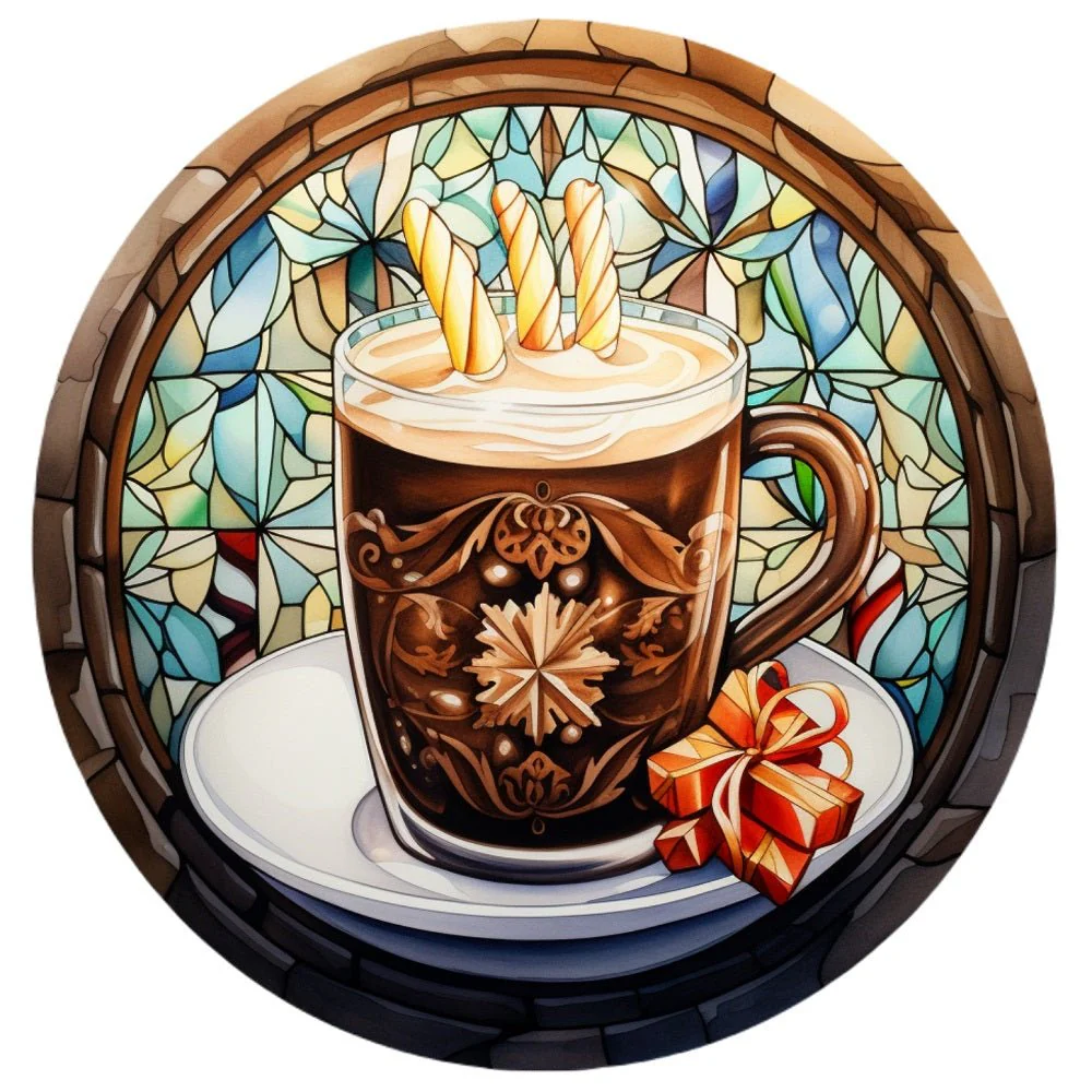 Stained Glass Cocoa Fabric Panel