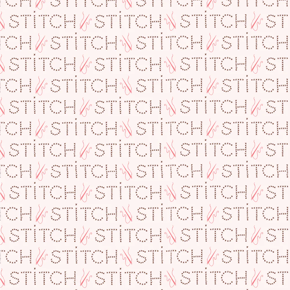 Stitch Lettering Fabric - Pink