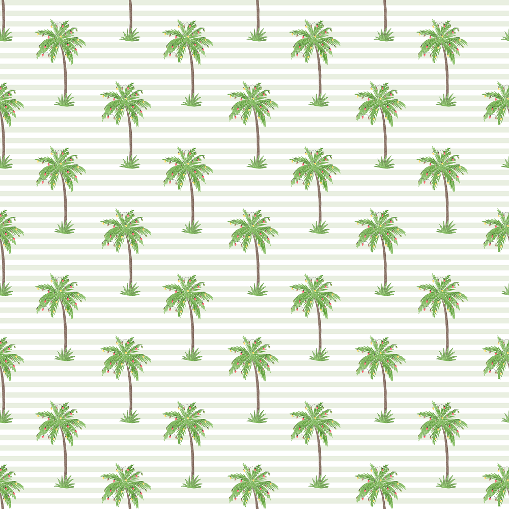 Striped Christmas Palm Tree Fabric - Green