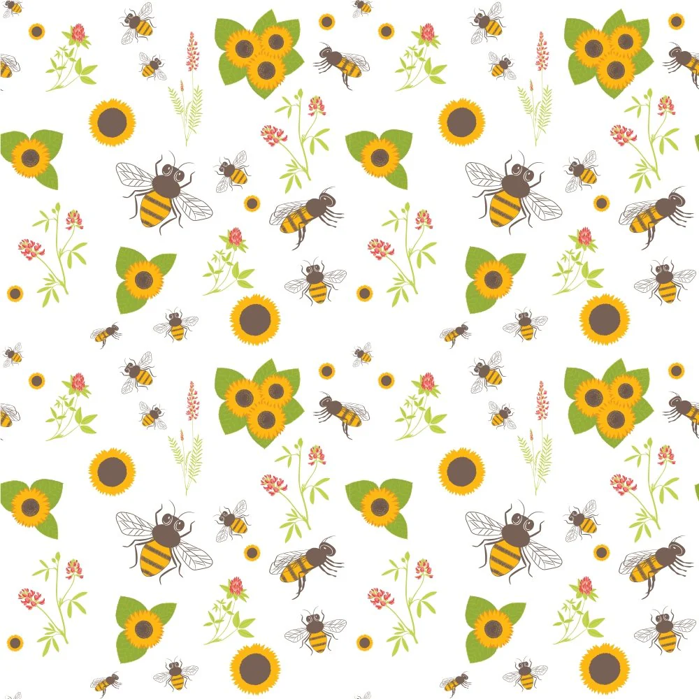 Sunflowers and Bees Floral Fabric