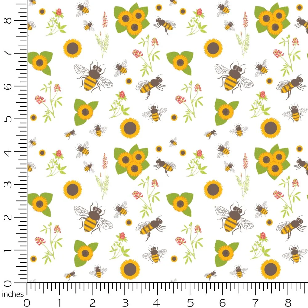 Sunflowers and Bees Floral Fabric - Image 2