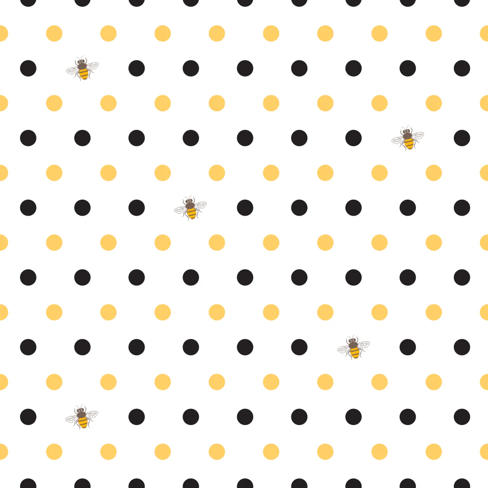 Sunflowers and Bees Polka Dots Fabric