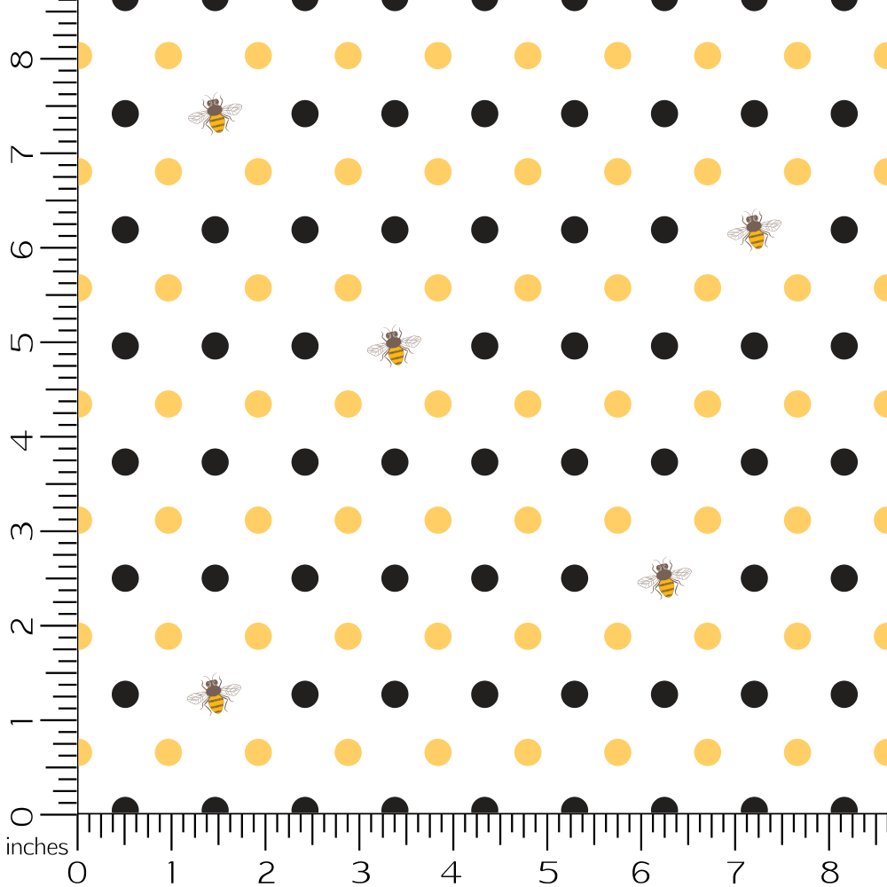 Sunflowers and Bees Polka Dots Fabric - Image 2