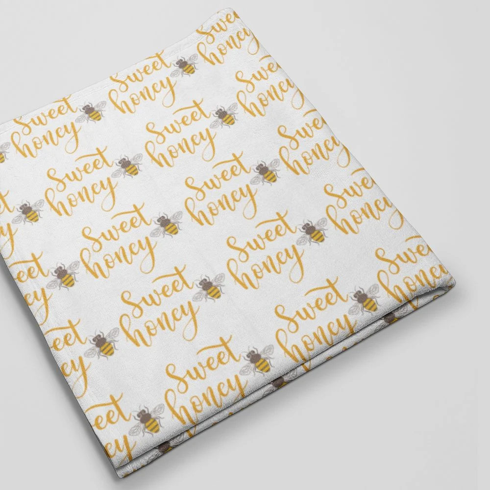 Sunflowers and Bees Words Fabric - Image 3