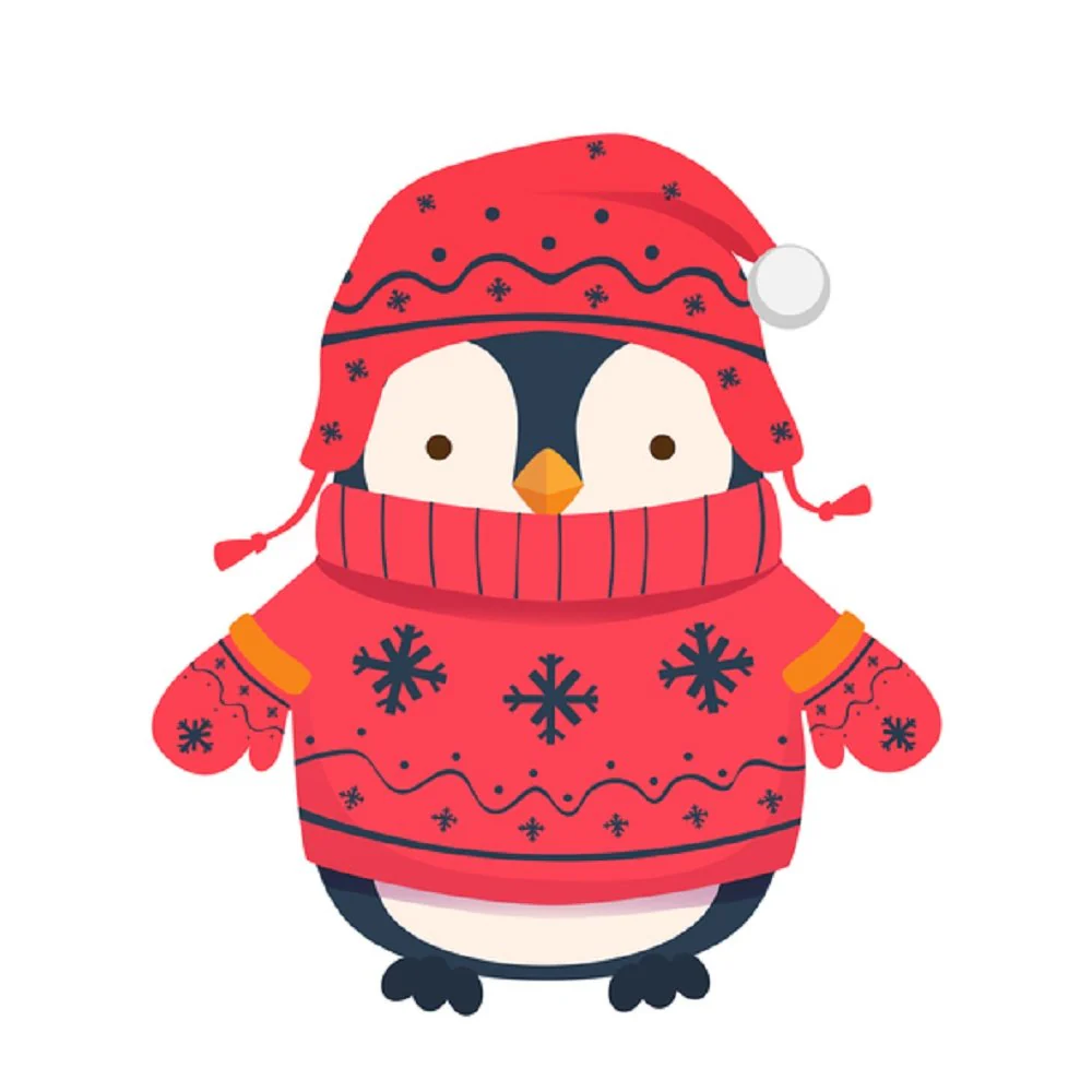 Sweater Weather Penguin Fabric Panel - White