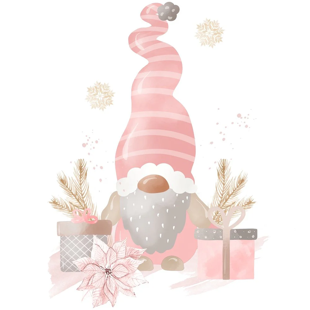 Sweet Christmas Gnomes Scene #2 Fabric Panel