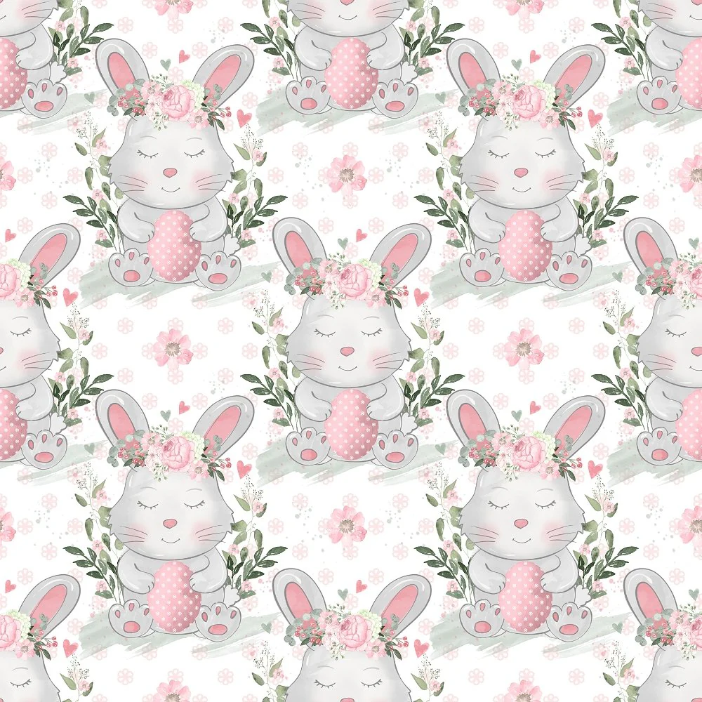Sweet Easter Bunny Fabric - White