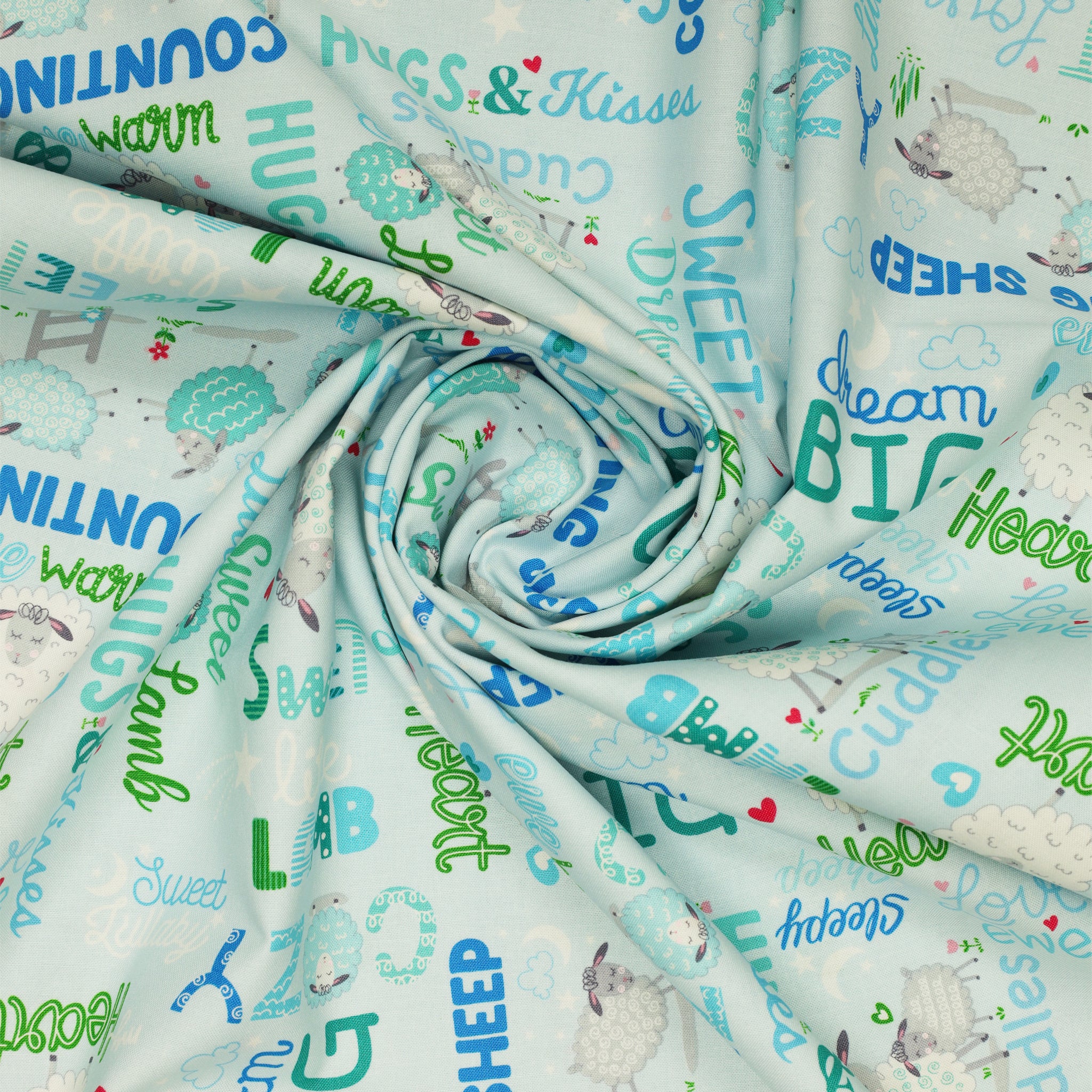 Sweet Little Lamb Fabric Collection - Sweet & Cozy Words Sky Blue - Image 2