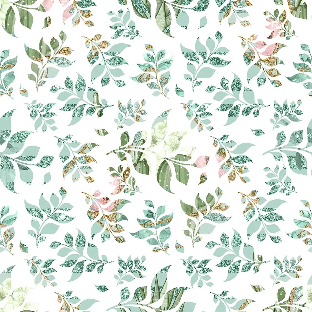 Sweet Succulents Green Branches Fabric