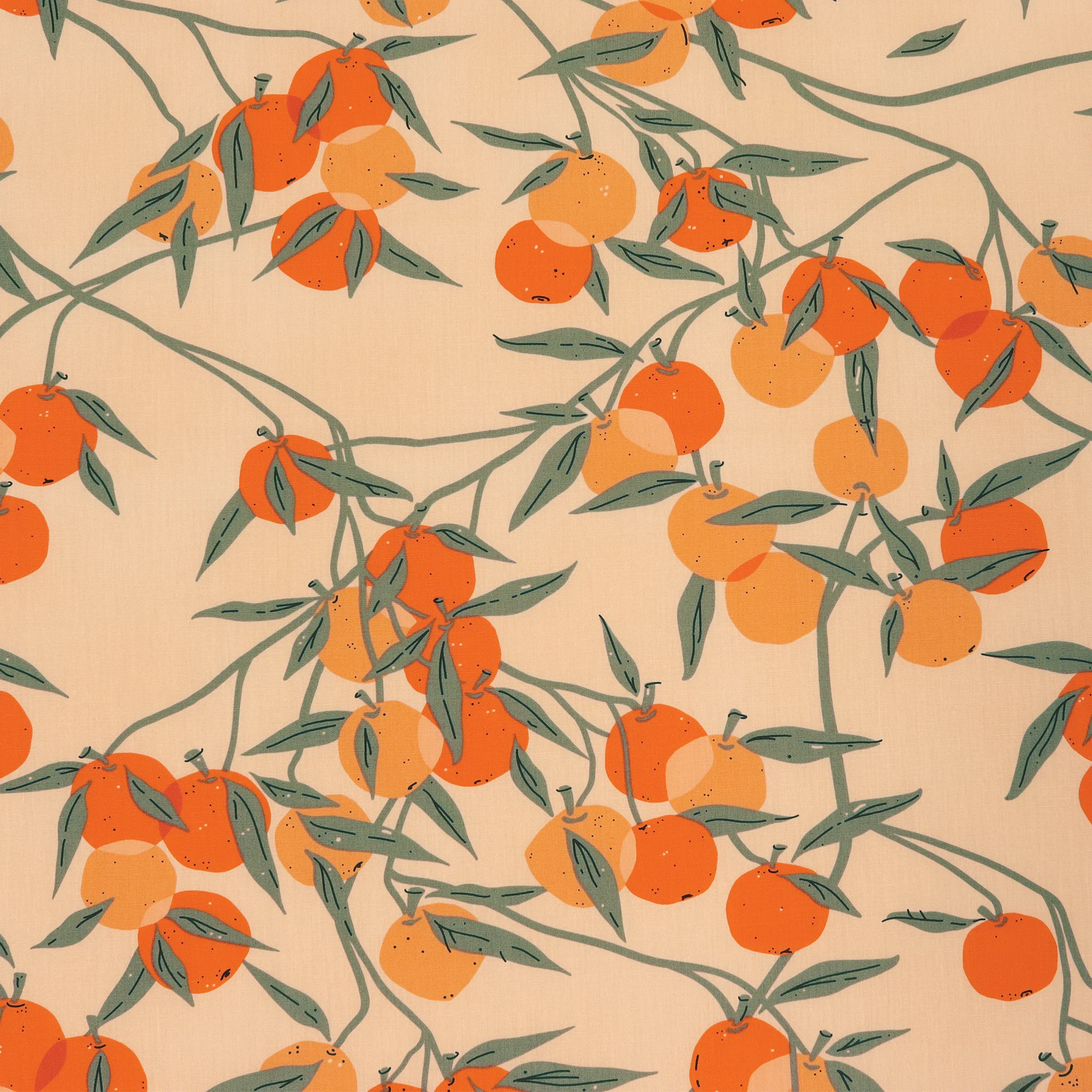 Tangerine Fabric Collection - Fruit Laden Branches