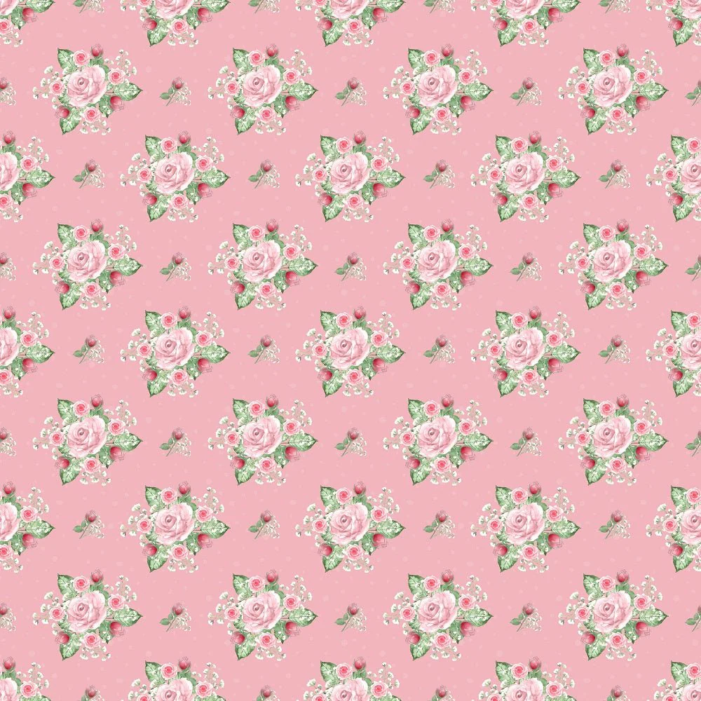 Tea Time Floral Bouquets Fabric - Pink