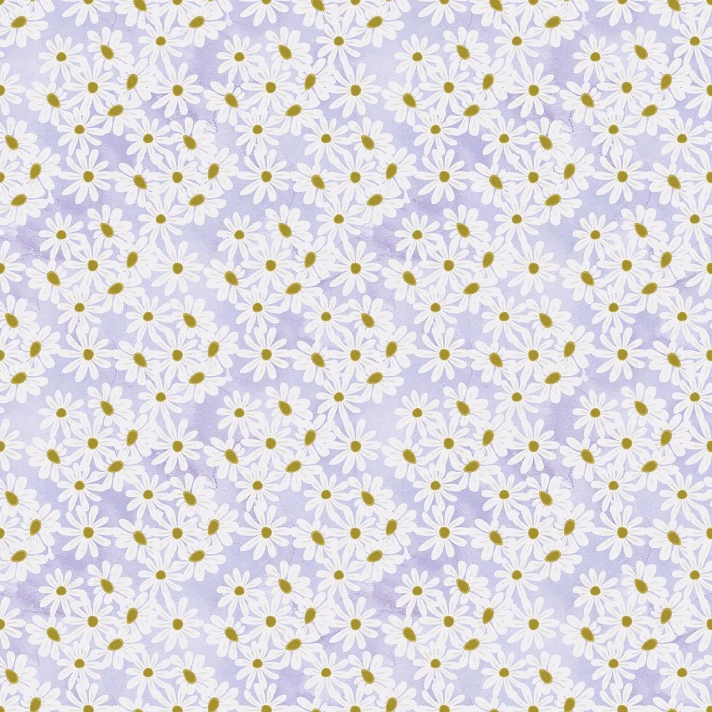 Tossed Daisies Fabric - Purple