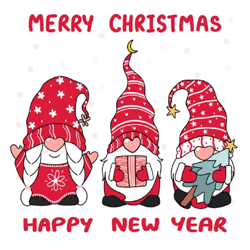 Tree Happy Small Gnome Fabric Panel - White