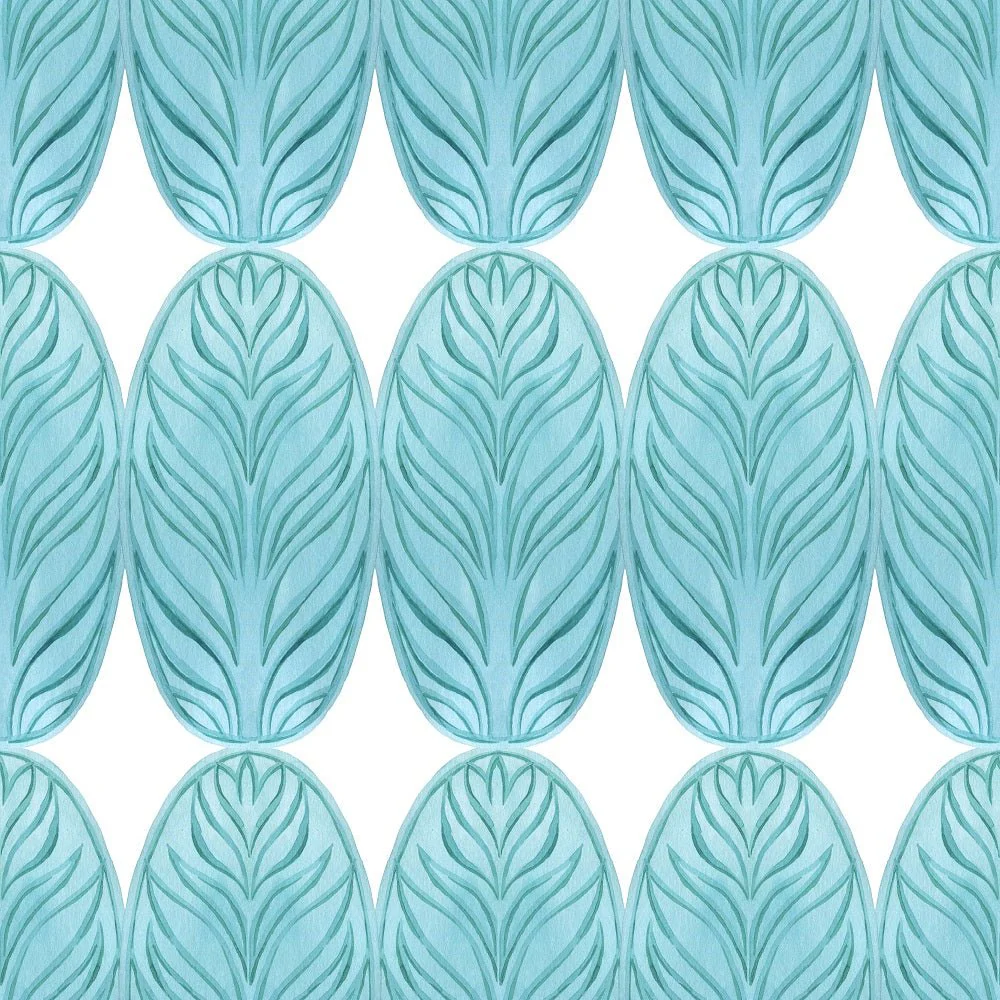 Tropical Love Feather Fabric - White