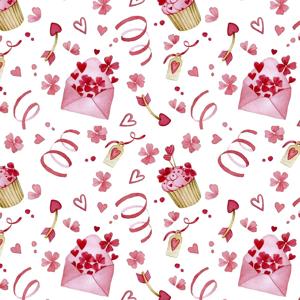 Valentine Flowers & Sweets Fabric