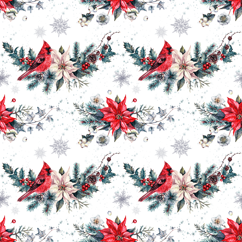 Vintage Christmas Cardinal Fabric