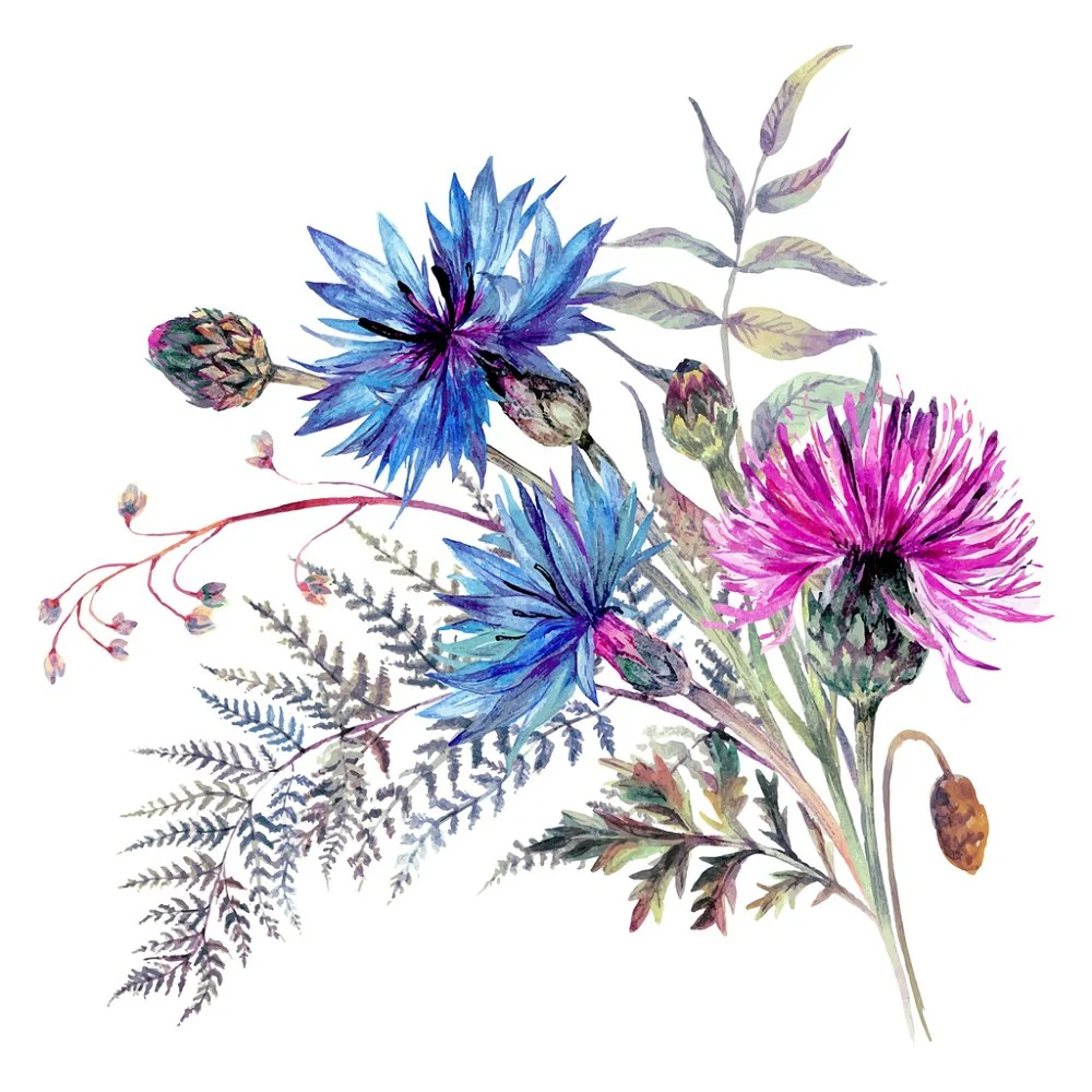 Vintage Wildflower Bouquet Fabric Panel - Multi