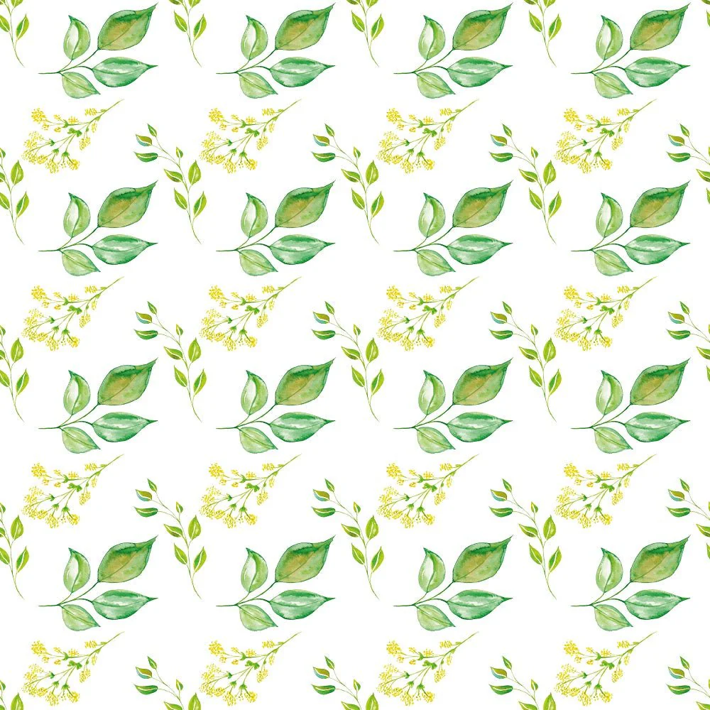 Watercolor Foliage Variation #2 Fabric - White