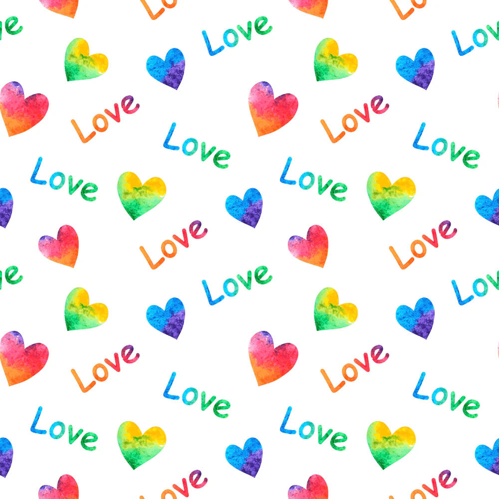 Watercolor Love and Hearts Fabric