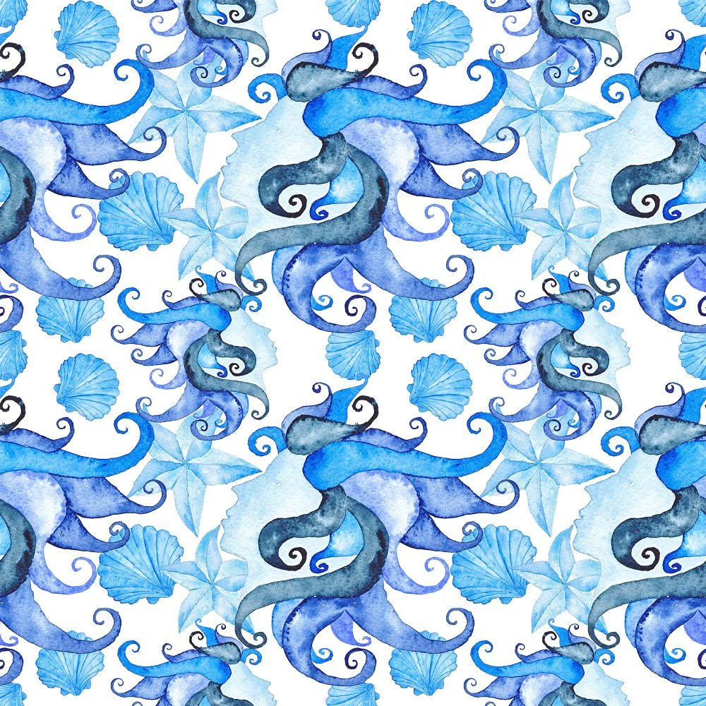Watercolor Nautical Allover Fabric