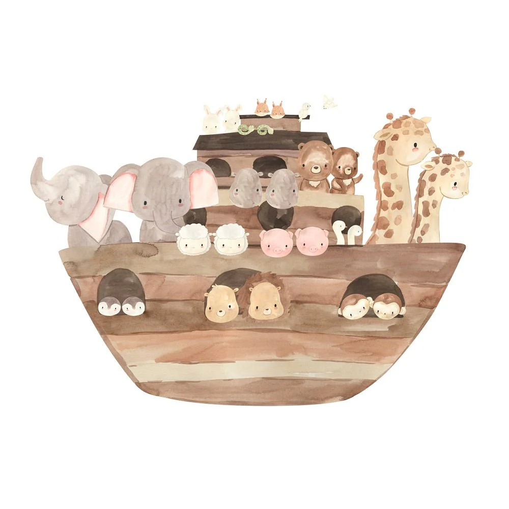 Watercolor Noah's Ark Fabric Panel