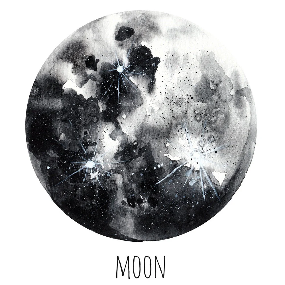 Watercolor Planets Moon Fabric Panel