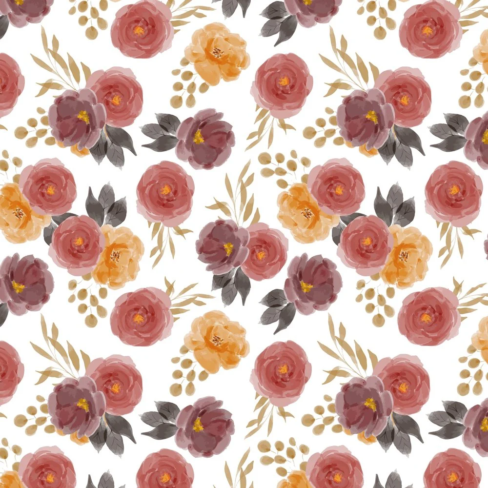 Watercolor Rose Bouquet Fabric - Multi
