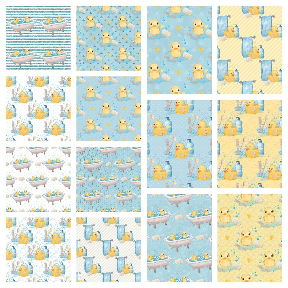 Watercolor Rubber Ducks Layer Cake - 14 Pieces