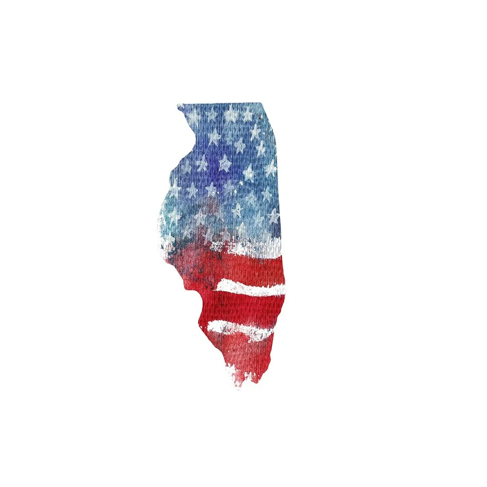 Watercolor Textured Flag Fabric Panel - Illinois