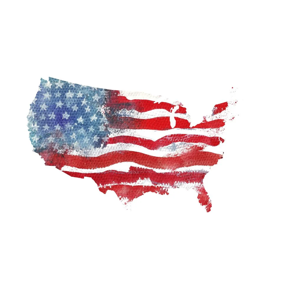 Watercolor Textured Flag Fabric Panel - USA