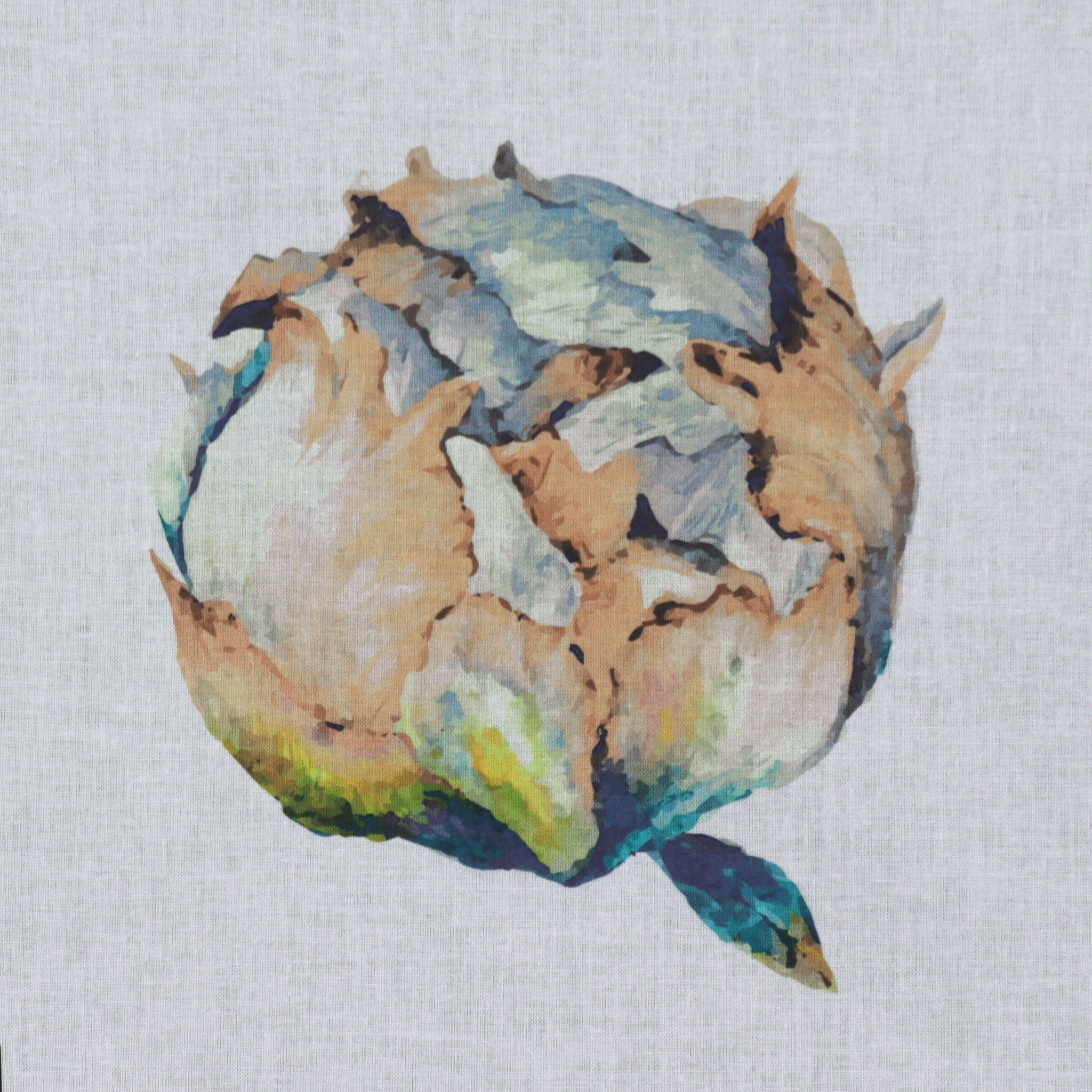 White Peony Bud Fabric Panel Variation 1 - Image 2