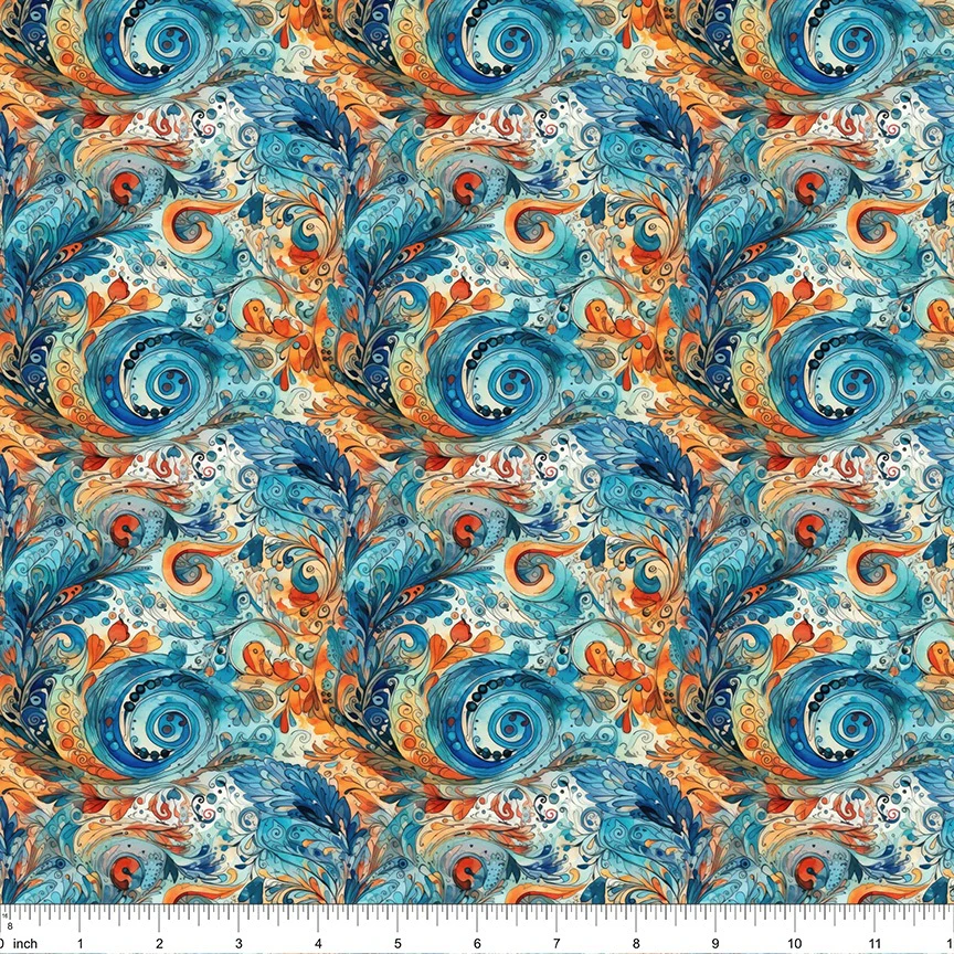 Wild Watercolor Paisleys Pattern #9 Fabric - Image 2