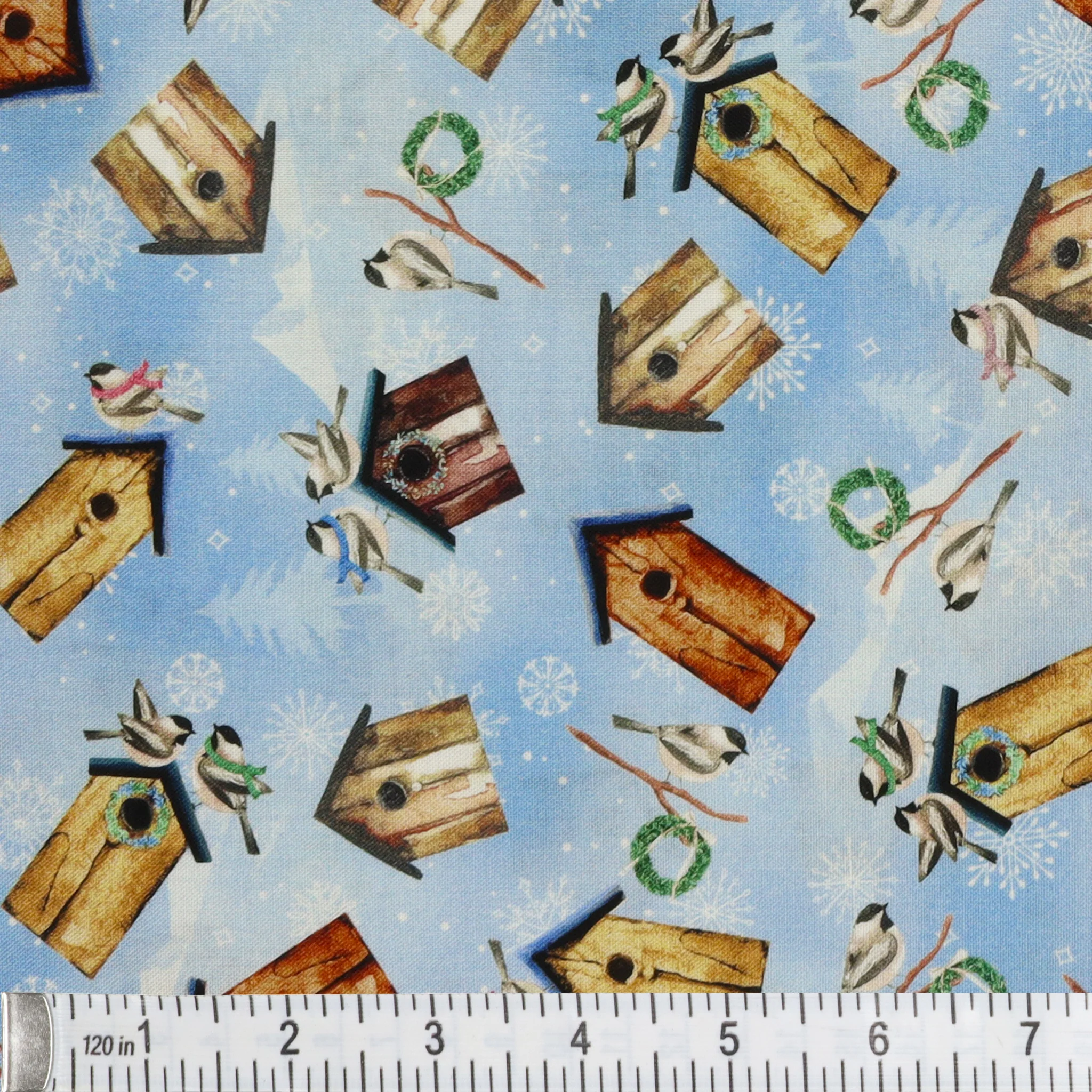 Woodland Wonderland Fabric Collection - Woodland Birdhouses Light Blue - Image 3